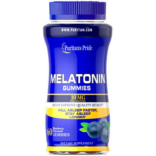 Puritan's Pride Melatonin 10 mg Gummies Blueberry Flavor, White, 60 Count (Pack of 1)
