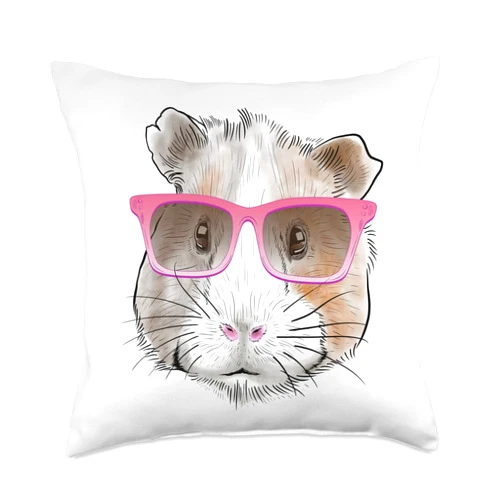 Furry Potato by RNRN21 Tees Co. Guinea Pig Matching Cute Furry Potato Mom Mama Nerd Glasses Throw Pillow, 18x18, Multicolor