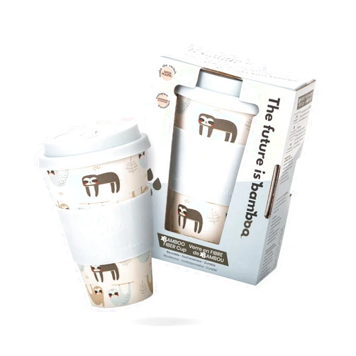 The future is bamboo - Reusable Coffee Cup Eco Friendly Bamboo Fibe Coffee Tumbler and Travel Mug with Leak-Proof Cup Cover, 16oz, Take Your Time | Organic Bamboo Fiber