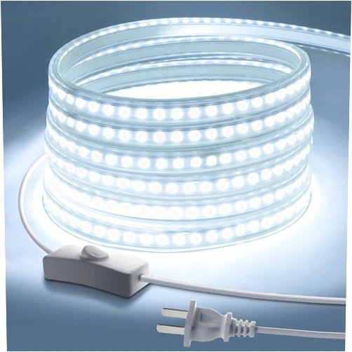CHNMALITAI 9.84FT LED Light Strip Outdoor Waterproof, 6500K Super Bright LED Tape Lights,110 V White Rope Lights,360 LEDs Strip Lighting for Bedroom, Backyards, Garden