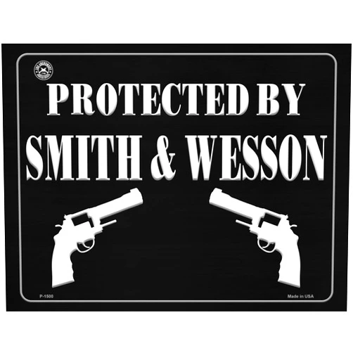 SMART BLONDE Protected by Smith and Wesson Metal Novelty Parking Sign P-1500