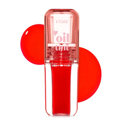 ETUDE Dear Darling Oil Tint #4 Sweet Apple 4.2g | High Moisturizing and Strong Hydrating Lip Oil/Lip Gloss | Smooth and Moist Lips | Non-Sticky Lip Oil Tint For Dry Lips | K-beauty