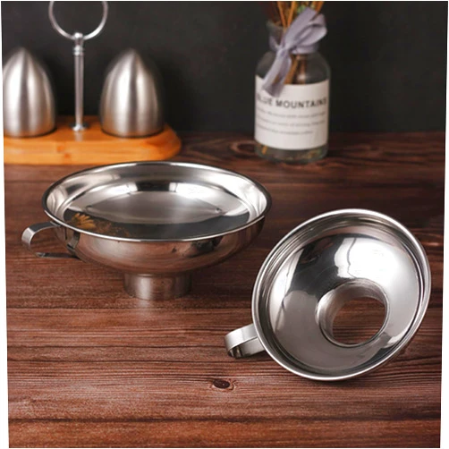 IoF 3Pcs Stainless Steel Wide Mouth Canning Funnel Set with Fine Oil Strainer, Metal Funnels for Filling Bottles Kitchen Use Large Food Grade Funnel for Mason Jar with Milk Filter Mead Kit