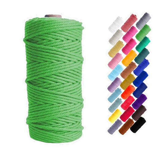 HAPYLY Natural Macrame Cotton Cord ,HAPYLY 3mm x 109Yards Twine String Cord Colored Cotton Rope Craft Cord Macrame Rope for DIY Crafts Knitting Plant Hangers Christmas Wedding Décor (Grass Green)