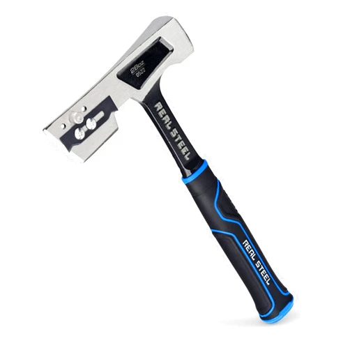 Real Steel 28 Oz Steel Roofing Hammer Shingler’s Hatchet Hammer with Rubber Handle (0522), Silver and Black