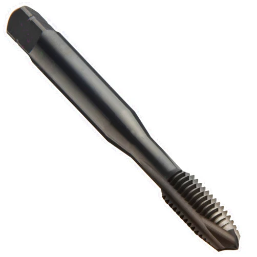 Dormer E011 Powdered Metal Spiral Point Threading Tap, Black Oxide Finish, Round Shank with Square End, Plug Chamfer, M6-0.50 Thread Size