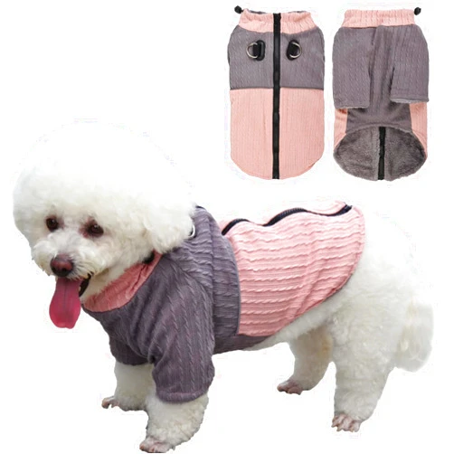 Afuwarm Zip Up Dog Sweater - Pink, X-Large - Warm Fleece Puppy Jacket with Harness - Soft Dog Jumper for Cold Winter Boy Dog Coat Sweatshirt Vest- Dog Clothes for Girls