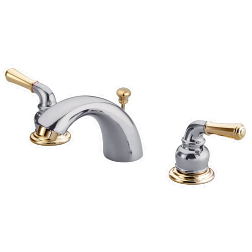 Kingston Brass KB954 Magellan II 4-Inch to 8-Inch Mini Widespread Lavatory Faucet with Metal lever handle, Polished Brass, Polished Chrome