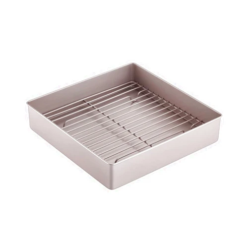 CHEFMADE Roasting Pan with Rack, 11-Inch Non-Stick Square Deep Dish Cake Pan with Wire Rack for Oven Baking, BBQ, Jelly Roll and Roasting 11.2