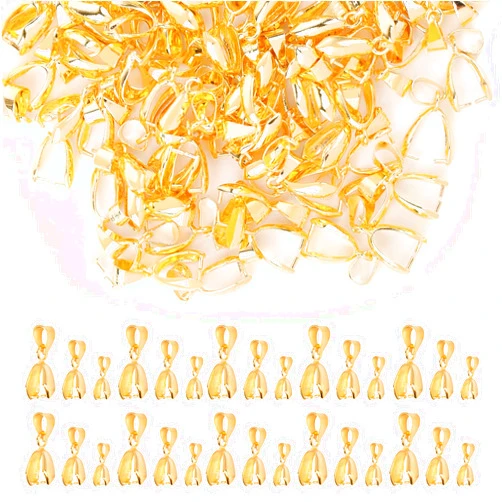 AUEAR, 120 Pack Gold Pinch Clip Bail Clasp Bead Pendant Connectors Metal Buckle Jewelry Findings for Necklace Earring Bracelet Making