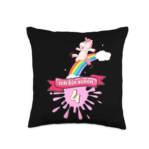 Schönes Kinder Geburtstag Geschenk Ich bin Schon 4, Gift Birthday, Children's Throw Pillow, 16x16, Multicolor