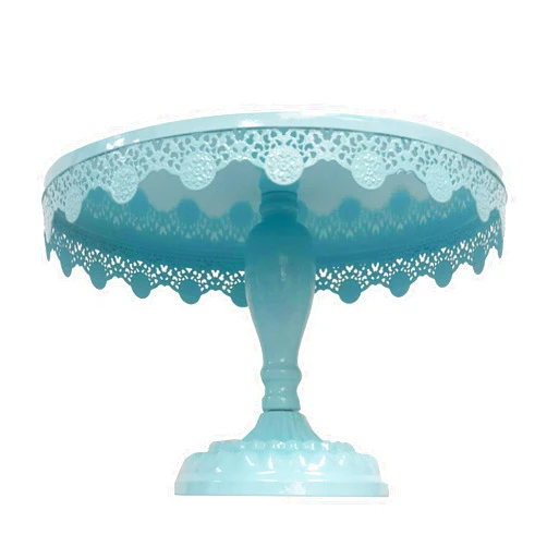 Present Avenue 10 Inch Metal Cake Stand Round Cupcake Stands Metal Dessert Display (Aqua blue)