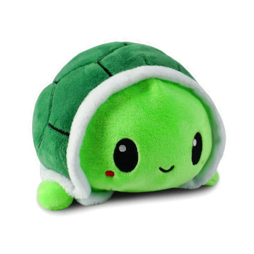TeeTurtle - The Original Reversible Turtle Plushie - Green - Cute Sensory Fidget Stuffed Animals That Show Your Mood 4 inch