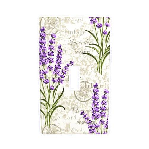 TOLONDINA Purple Lavender Flower Lilac Floral Vintage Single Toggle Light Switch Plate Cover Decor Wall Plate Cover For Home Bedroom Kitchen Decorative 4.5 * 2.76 Inch
