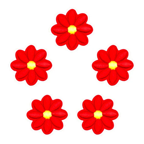 Wikineon 5pcs Daisy Flower Iron/Sew on Patches, Cute Funny Sunflower Embroidered Applique Repair Patches, DIY Accessories for Clothes Jeans Backpacks Jackets Pants Hats Vest