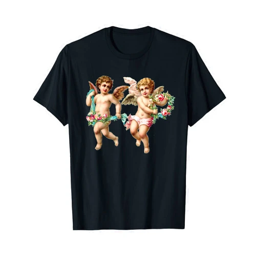 Heavenly vintage cherubs Angelic Vintage Cherub Design Charming Baby Angels T-Shirt Small