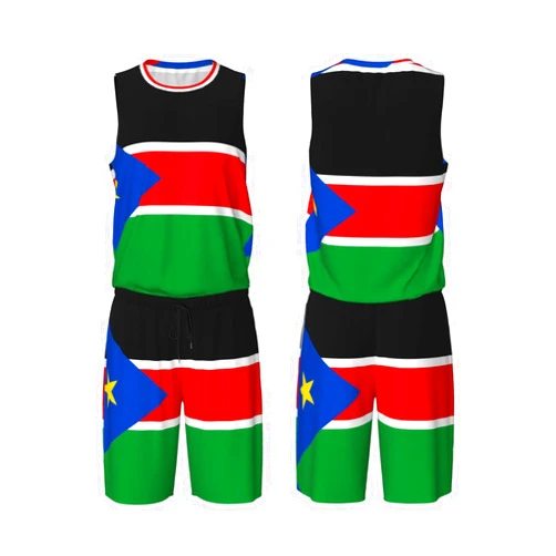 WXZYFP Flag of South Sudan Men's basketball uniform set, moisture-wicking, quick-drying and breathable, with a loose design.