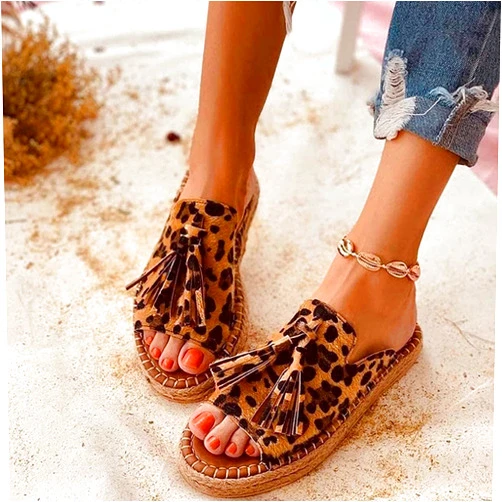 MuchoWow Ladies Flat Sandals Women Comfortable Sandal Shoes Tassel Leather Sandal Shoes Gladiator Sandals