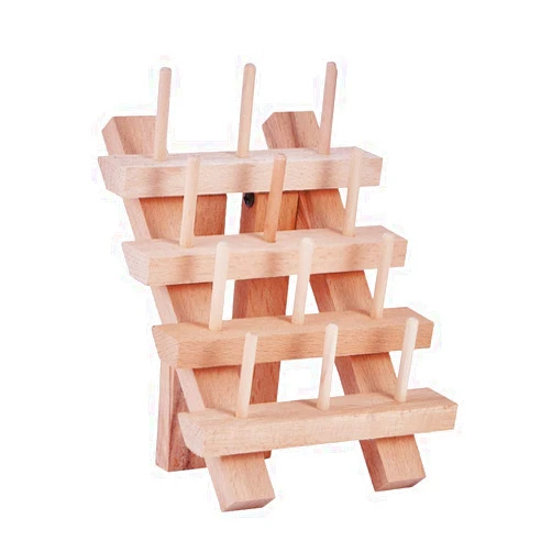 PH PandaHall 12 Spool/Cone Small Foldable Wooden Thread Rack Holder Sewing Embroidery Thread Holder Sewing Organizer for Sewing Embroidery, Burlywood