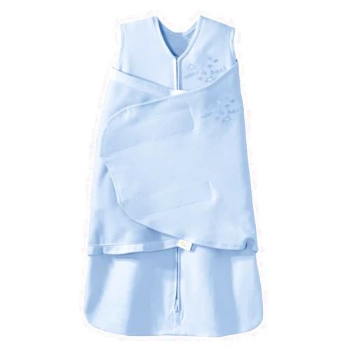 HALO 100% Cotton Sleepsack Swaddle, 3-Way Adjustable Wearable Blanket, TOG 1.5, Baby Blue, Newborn, 0-3 Months