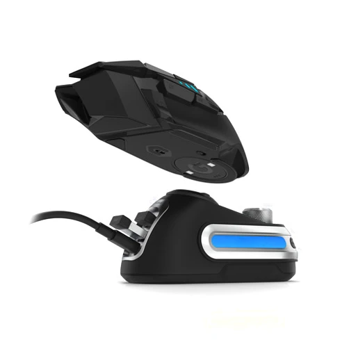 Fanxoo G-Power Charging Dock for Logitech G502 G502X Plus GPW G903 G703 Wireless Mouse with RGB Light and Computer Volume Control knob（Does not Include Mouse） (Black)
