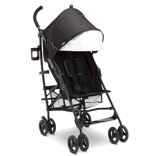 Delta Children Jeep PowerGlyde Plus Stroller by Delta Children Lightweight Travel Stroller with Smoothest Ride, Aluminum Frame, 4-Position Recline, Extra Large Storage Basket, Black