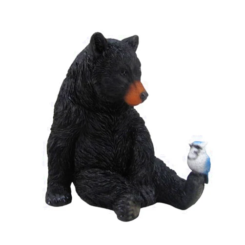 The Bridge Collection Decorative Bear Figurine with Bluebird Detail - Cabin Style Bear Statue - Forest Wildlife Accent for Lodge Or Rustic Decor