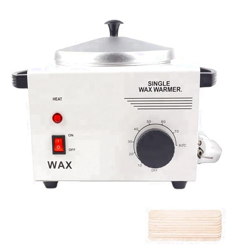Hozzwhoo Single Pot Wax Warmer Professional Electric Wax Heater Machine Facial Skin SPA Equipment with Adjustable Temperature Set with Wood Craft Sticks（50 Pcs）