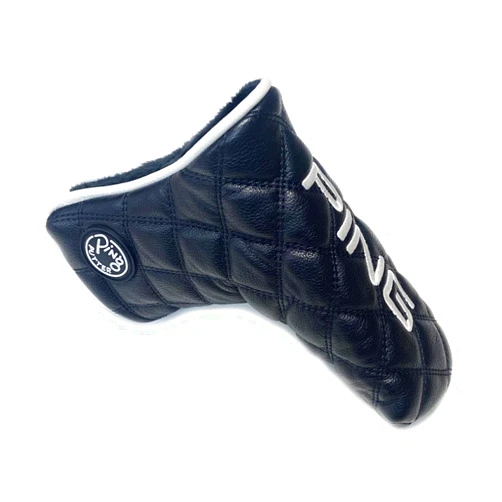 Ping Universal Quilted Premium Leather Black Putter Headcover, Magnet Closure