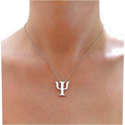 ASHYL Psi symbol necklace, Sterling Silver Psi necklace, Greek Letter Necklace, Greek Alphabet Necklace,