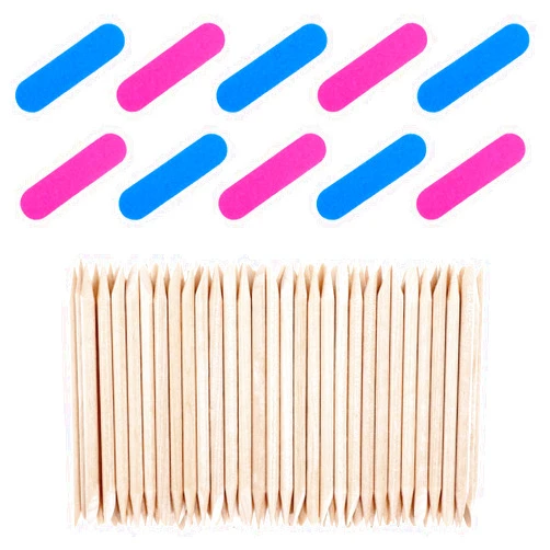 JJUNW 100 Pcs Orange Nail Sticks, Double Ended Wooden Cuticle Remover Sticks With 10Pcs Rubbing Strips, Pusher Tools Pedicure Supplies for Manicure Art Pedicure, Cuticle Care(7.5cm)