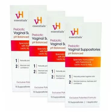 VHessentialsTOPNaturePlus vH Essentials Prebiotic Vaginal Suppositories, pH Balanced for Feminine Odor, Hygiene, and Health (15 Count) (4)