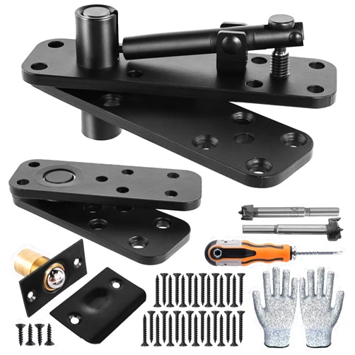 TopDirect Thicker Hidden Door Hinge,570LBS Load-Bearing Heavy Duty Pivot Door Hardware,Black Murphy Door Hinge Kit 360°Rotation,Swinging Pivot Hinges for Secret Door Hidden Bookcase