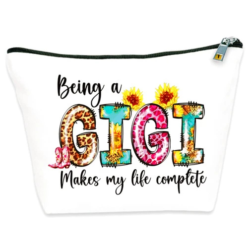 Yhliua Gigi Makeup Bag Cosmetic Pouch for Women, Gigi Mothers Day Gifts for Grandma Travel Zipper Canvas Make Up Purse Toiletry Organizer Gift Bag for Mother's Day Birthday Christmas(A gigi)