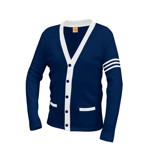 Averill's Sharper Uniforms Your Neighborhood Uniform Store Unisex 5-Button V-Neck with Contrasting Trim Varsity Cardigan