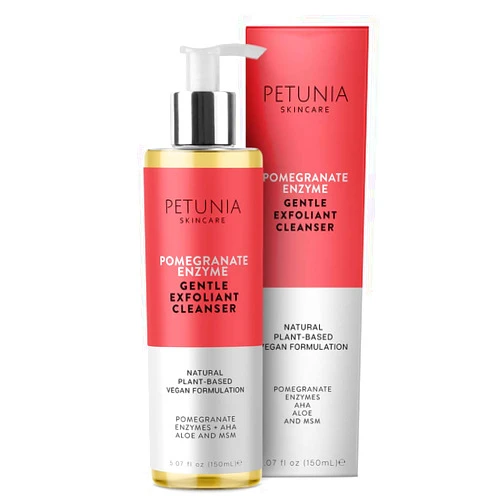 PETUNIA SKINCARE Pomegranate Gentle Exfoliant Cleanser Fragrance Free – Anti Aging Deep Cleansing Gel Face Wash for Sensitive Skin, Clears Pores, Natural & Organic Vegan Ingredients, 5.07 fl