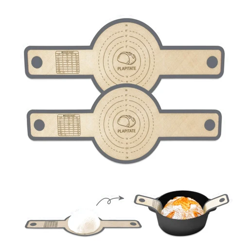 PLAPITATE Silicone Bread Sling for Dutch Oven, 2 PCS Non-Stick & Easy Clean Reusable Silicone Bread Baking Mat, Sourdough Bread Baking Supplies, with Long Handles Baking Sheet Liner to Transfer Dough