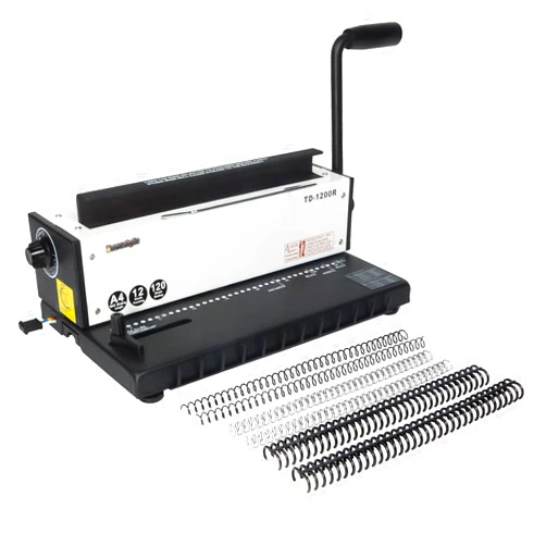 Burostyle TD-1200R Binding Machine, 3:1 Pitch Wire Binding Machine, 34 Round Holes, Punch 12 Sheets/Bind 120 Sheets with Sturdy Metal Construction