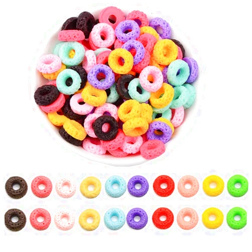 Ximkee Assorted 30Pcs Cute Donut Slime Charms Beads Cookies Dessert Resin Charms Slices Flatback Buttons for Jewelry Making Handicraft Scrapbooking Phone Case Decor (tianquan)