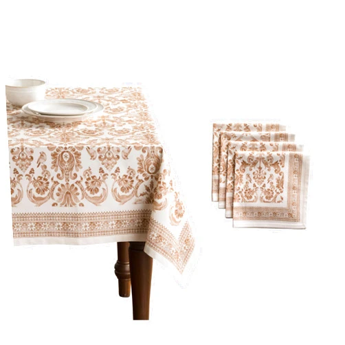 Maison d' Hermine Allure Bundle Set 100% Cotton Tablecloth (54 Inch by 72 Inch) and Set of 4 Napkins (20 Inch by 20 Inch)