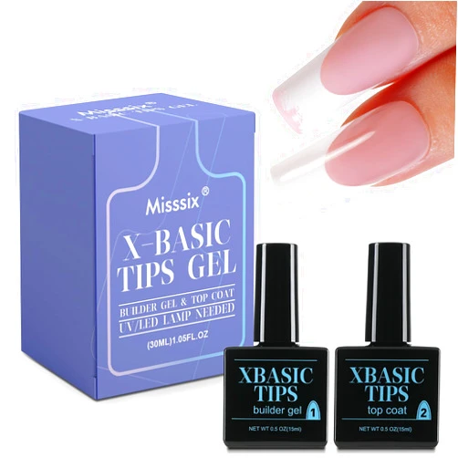 Misssix XBASICTIPS French Protecting Builder Gel and Top Coat, Prevent French Nail Tips Area chipping, Protect French Press on nails