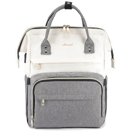 LOVEVOOK Backpack for Women, Fits 15.6 Inch Laptop Backpacks Purse with USB Port, Waterproof Travel Business Work Computer Bag, Fashion Casual Daypack Backpack, White-grey