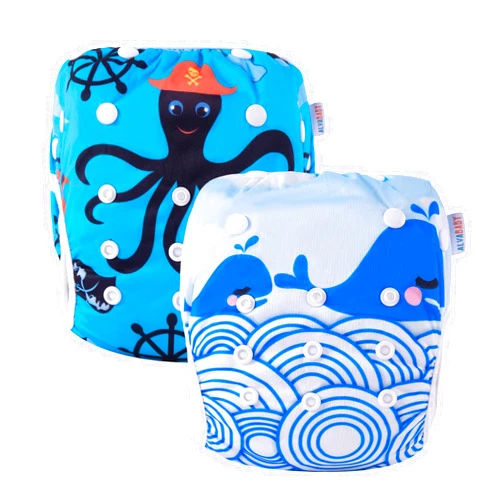 ALVABABY Swim Diapers 2pcs Reusable Adjustable & Washalbe for Boys & Girls 0-2 Years Baby Boy DYK13-14