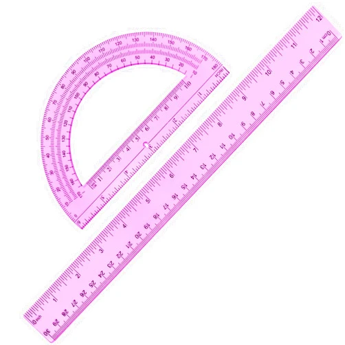 Zonon 2 Pack 12'' Plastic Ruler and 6'' Plastic Protractor Set Clear Ruler Protractor Set Math Geometry Supplies for School Classroom Home Office Drawing(Pink)