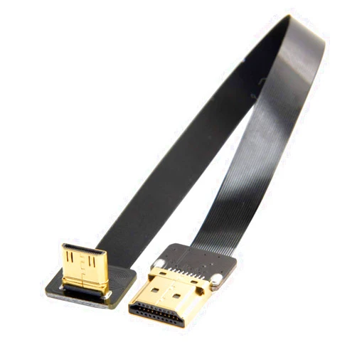 JSER CYFPV 90 Degree Up Angled FPV Mini HDMI Male to HDMI Male FPC Flat Cable 20cm Compatible for FPV HDTV Multicopter Aerial Photography