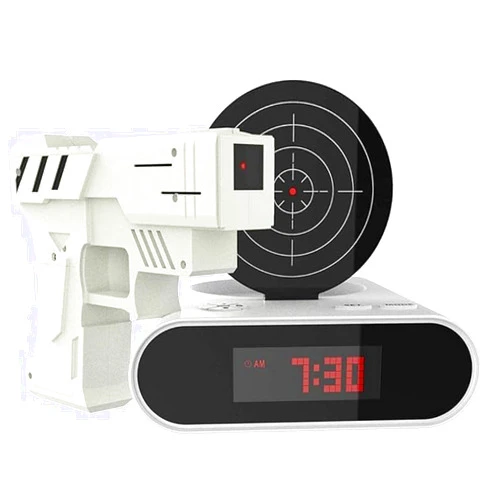 EQFZYXDB Target Practice Digital Alarm Clock with Shooting Game, LED Display, Green and White (White)