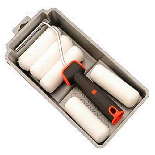 Edward Tools 7 Piece 4” Paint Roller Kit - Includes Acrylic, Polyester and Foam Covers - Deluxe Plastic Paint Tray - Ergo-Grip Frame with Rubber Handle