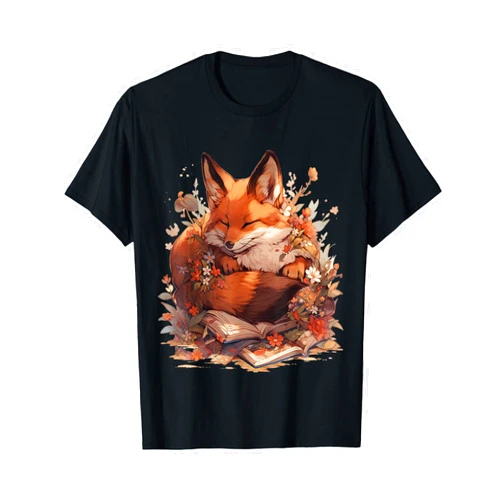 Cottagecore Goblincore and Fairycore Stuff Cottagecore Aesthetic floral Fox with Book cute Goblincore T-Shirt
