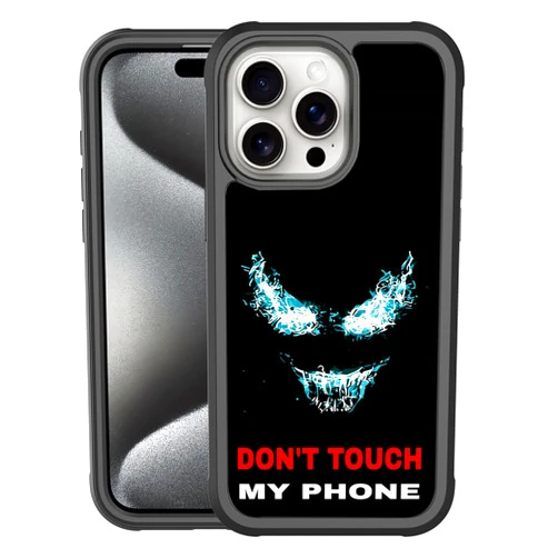 RYBOOL Case for iPhone 15 Pro Max Fashion Design,Full Body Protective Shockproof TPU Bumper and PC Back Protective Armor Phone Cover for iPhone 15 Pro Max 6.7 Inch 2023(Dont Touch My Phone Smile)