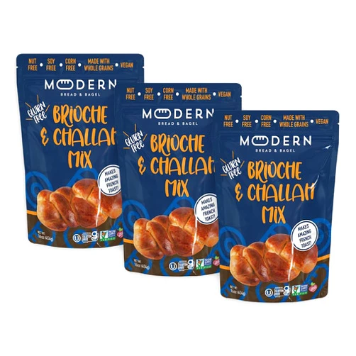 Modern Bread & Bagel Gluten-Free Brioche & Challah Mix | Certified Gluten Free | Nut Free | non-GMO | Corn and Soy Free | Vegan Friendly | Kosher - 16 oz. (Pack of 3)